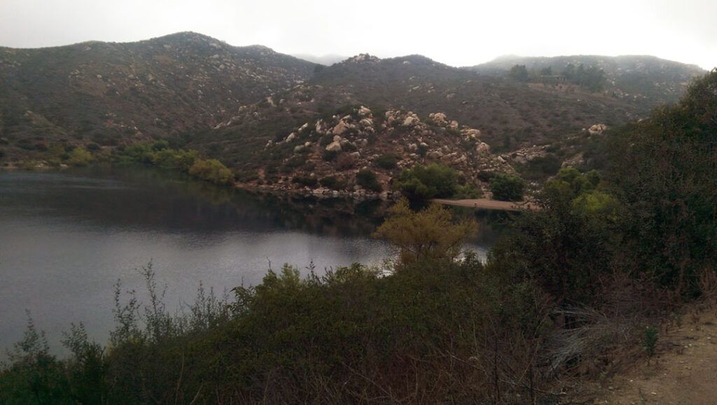 Lake Poway from Mount Woodson trail on the way to Potato Chip Rock