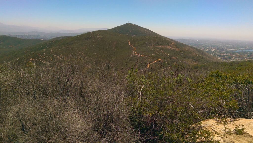 View of Cowles Mountain from the summit of Pyles Peak.
