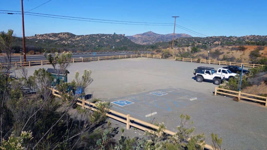 El Cajon Mountain trailhead parking lot.
