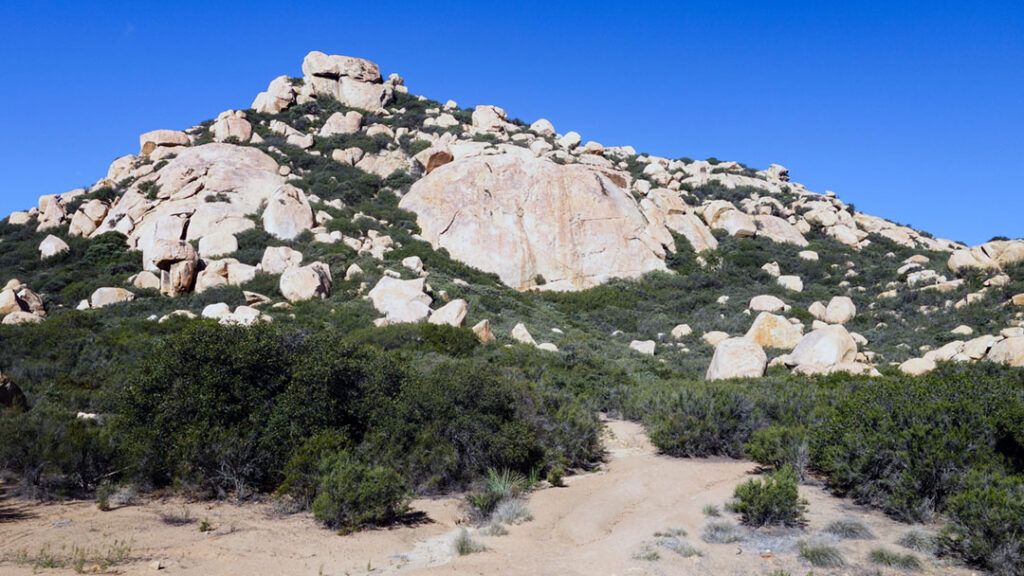 Lawson Peak's rocky hillside as visible from the trail.