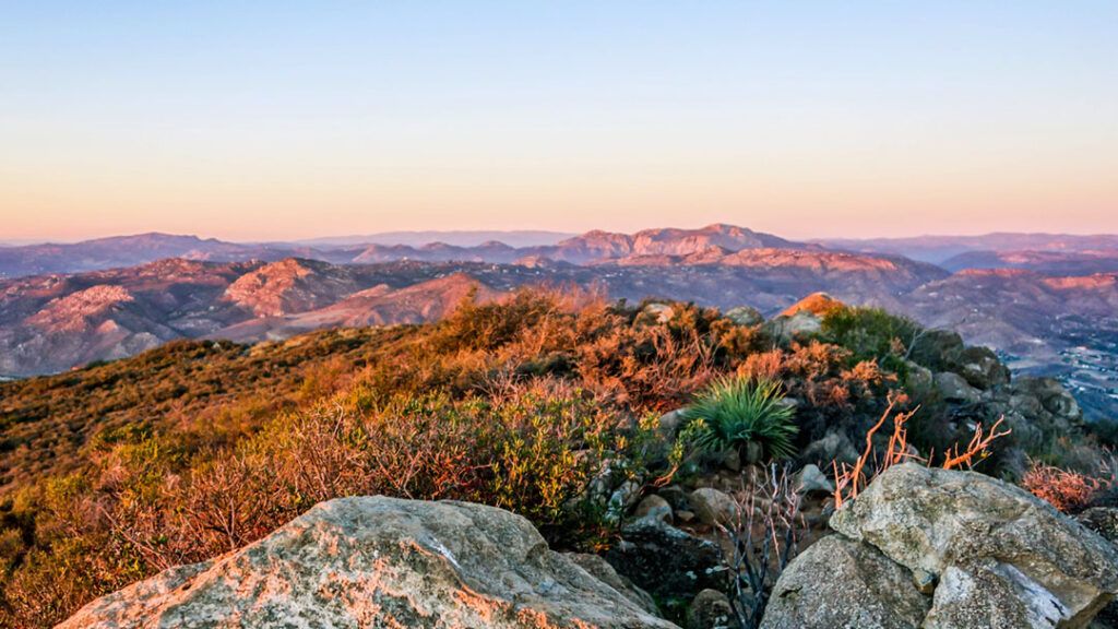 Looking northeast from the summit of McGinty Mountain trail into the valley at sunset