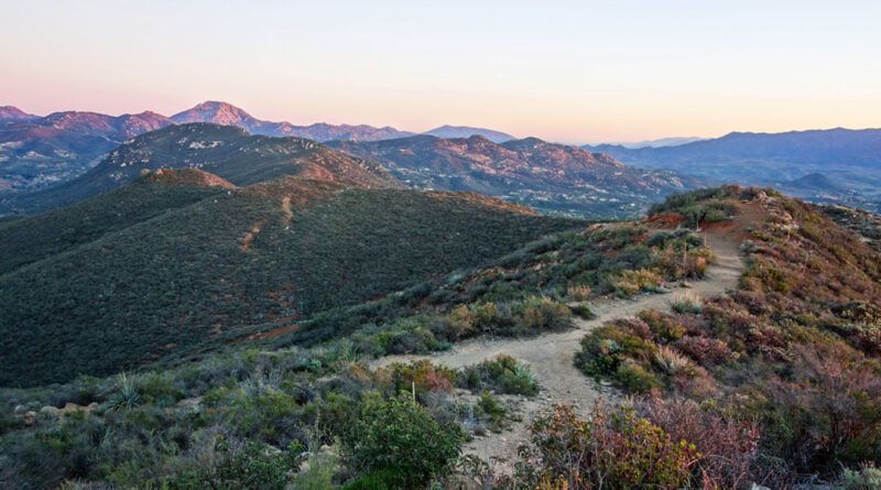 The east side of Otay Mountain as viewed from the trail at sunset.