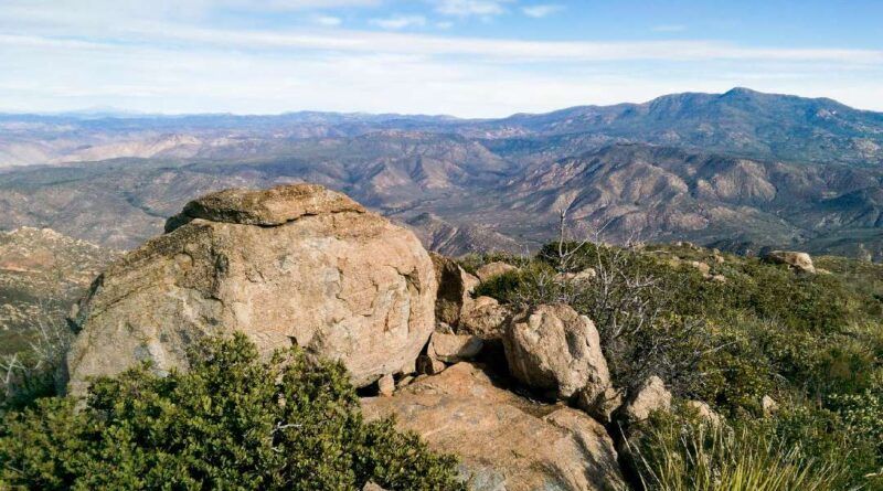 View to Cuyamaca Peak from the summit of Viejas Mountain.