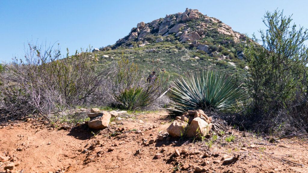 Cairns mark the trail to the summit of Bell Bluff.