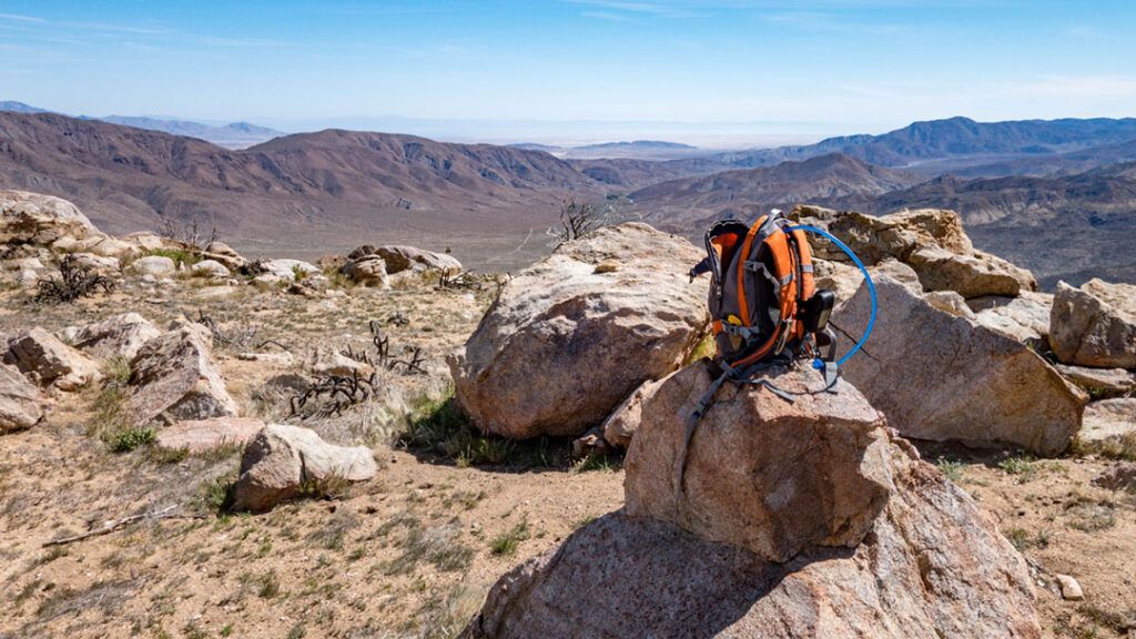The view east into the desert towards Salton Sea at the end of Grapevine Mountain hike.