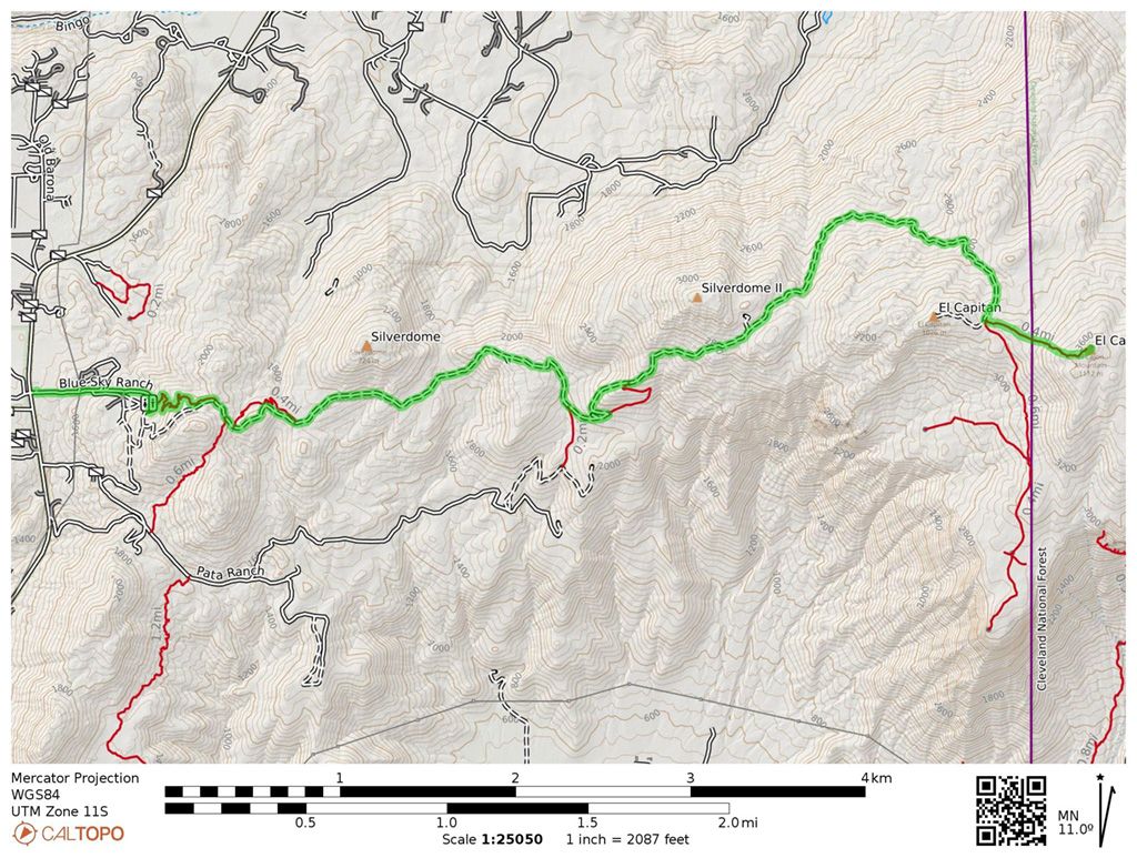 El Cajon Mountain trail map