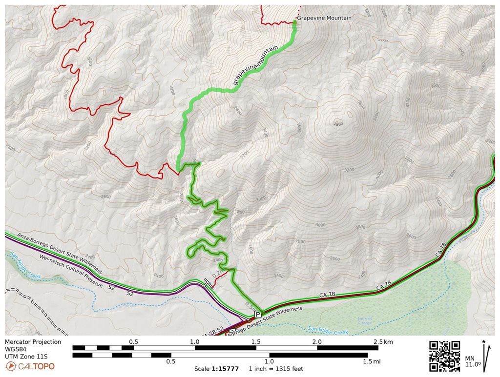 Grapevine Mountain trail map