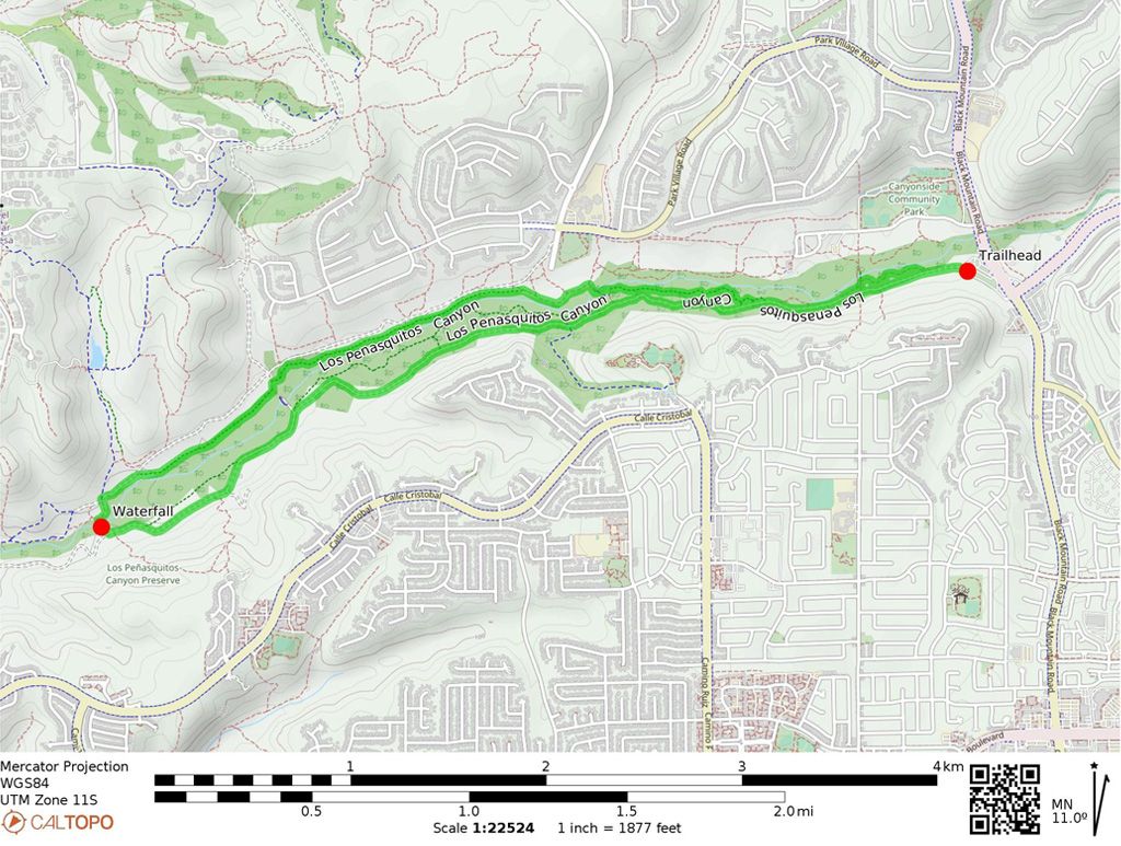 Los Penasquitos Canyon east approach trail map