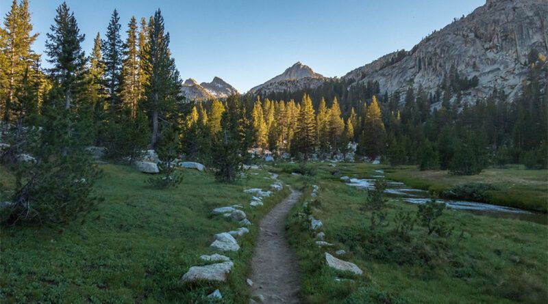 The trail near marie lake on the JMT