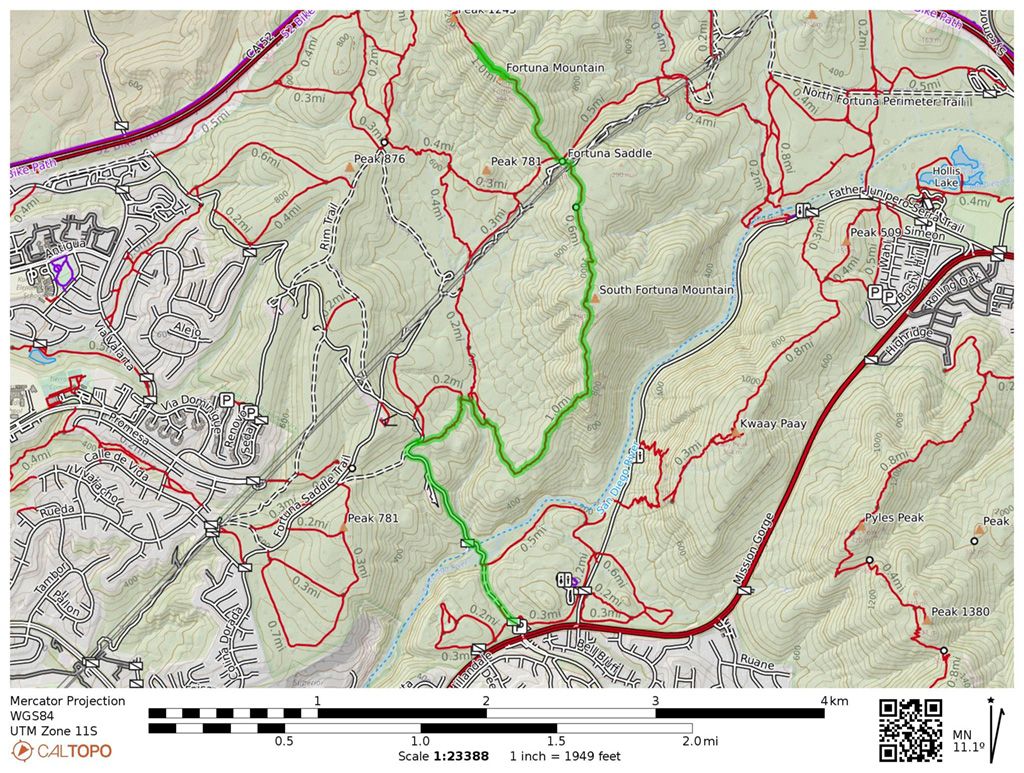 North Fortuna Peak via South Fortuna Trail map