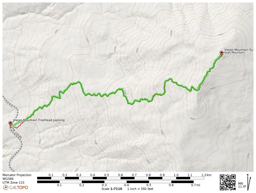Viejas Mountain Trail map